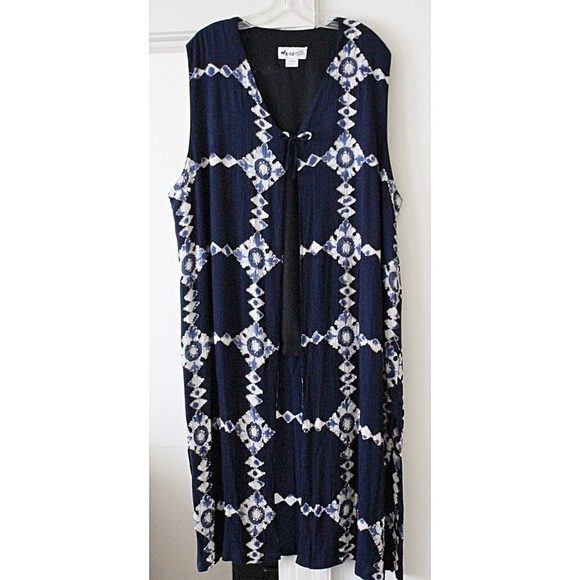 We Be Bop *Art to Wear*, Tribal Long Vest, Beaded - sz 2X Plus, Vintage - Picture 2 of 8